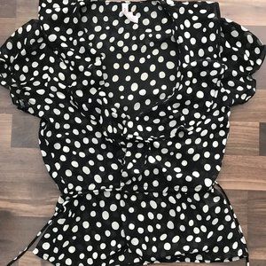 Xhilaration Black and White Polka Dot Top